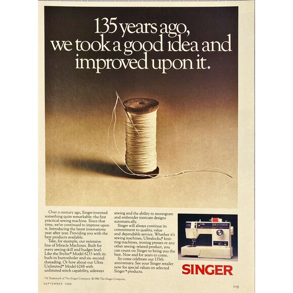 Singer | Art | Singer Sewing Machine 35 Years Ago We Improved A Good ...